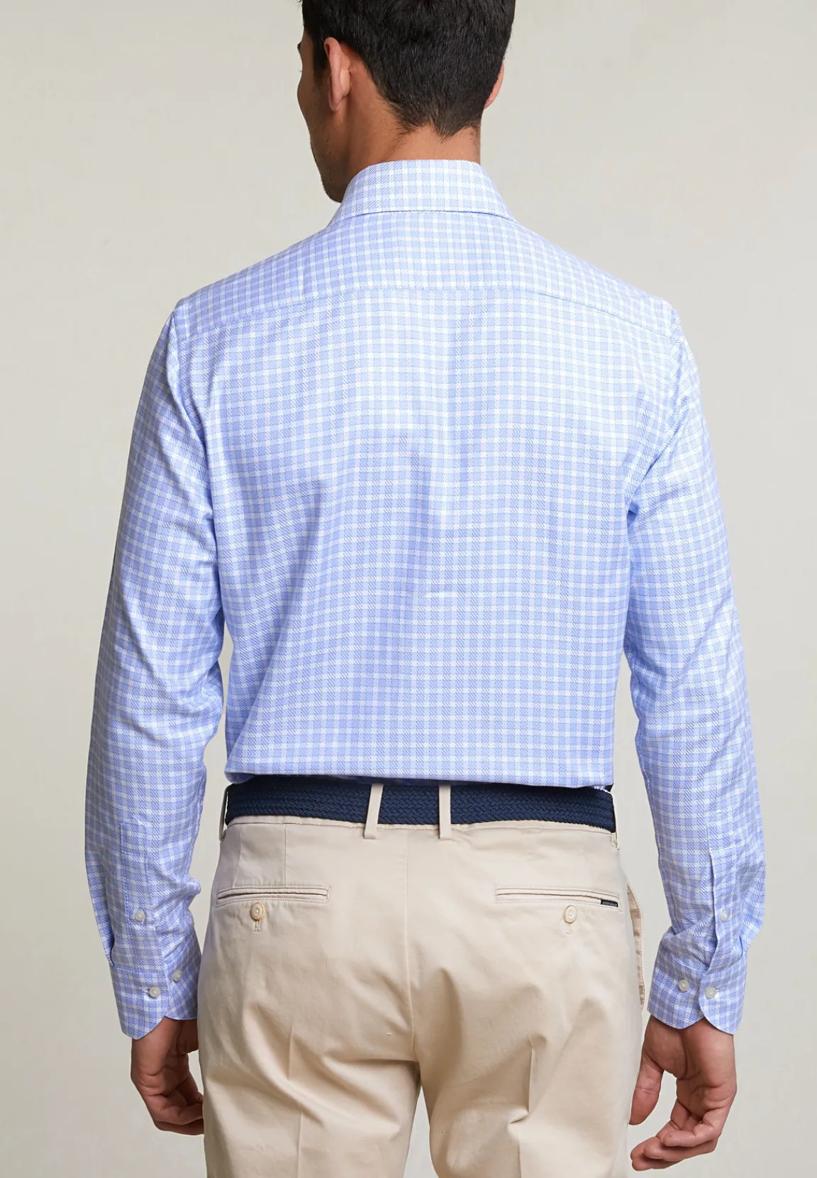 New River Woods Custom fit geruit hemd blauw/wit -