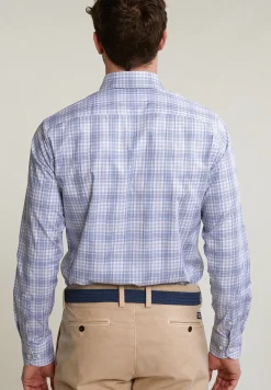Discount River Woods Custom fit geruit hemd blauw/beige -