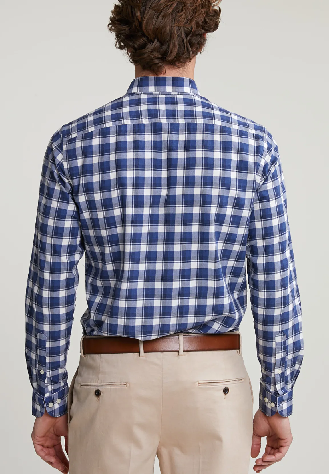Fashion River Woods Custom fit geruit hemd blauw/wit -