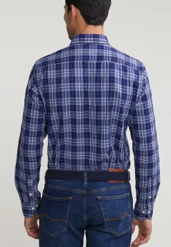 Hot River Woods Custom fit geruit hemd blauw/grijs -