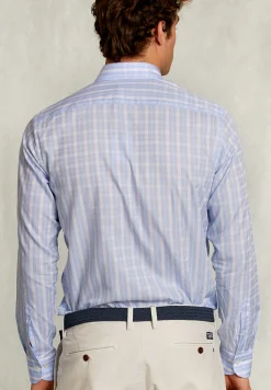 Discount River Woods Custom fit geruit hemd blauw/wit -