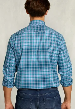 Fashion River Woods Custom fit geruit hemd blauw/groen -