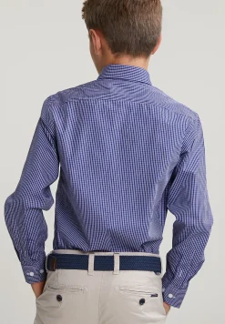 Online River Woods Custom fit geruit hemd blauw/wit -