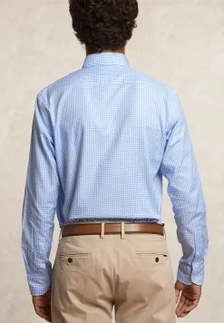 Best River Woods Custom fit geruit hemd blauw/wit -