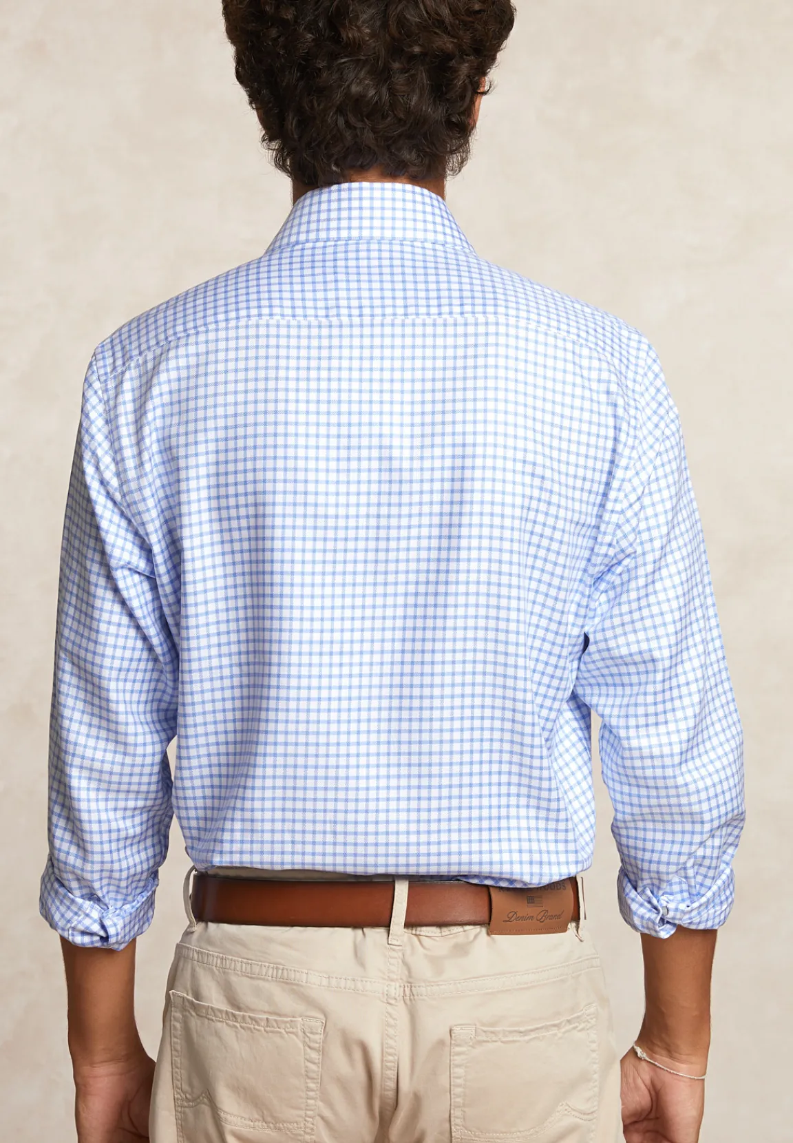 New River Woods Custom fit geruit hemd blauw/wit -