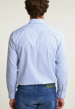 Online River Woods Custom fit geruit hemd blauw/groen -