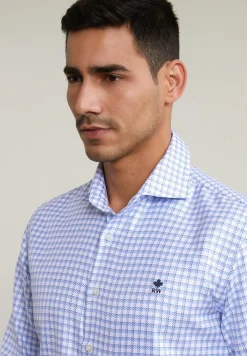 Hot River Woods Custom fit geruit hemd blauw/wit -