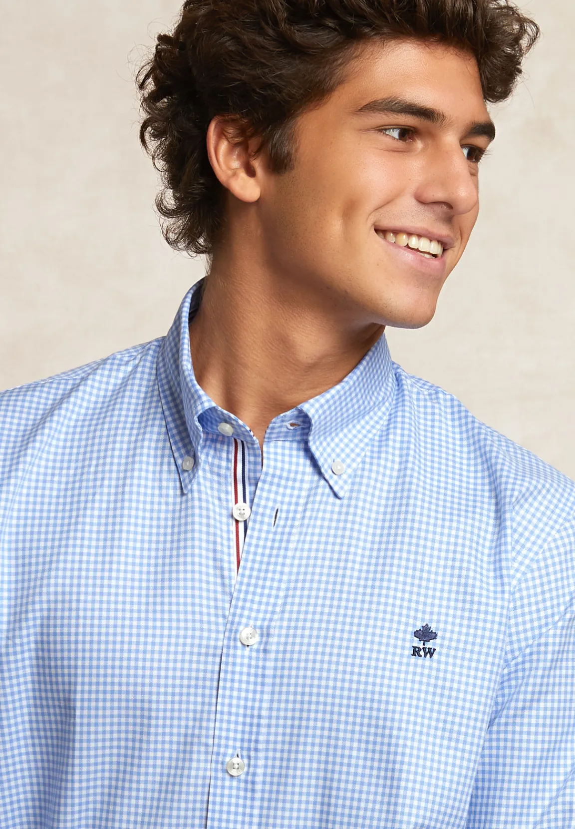 Best River Woods Custom fit geruit hemd blauw/wit -