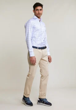 New River Woods Custom fit geruit hemd blauw/wit -