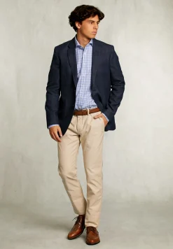 New River Woods Custom fit geruit hemd blauw/wit -