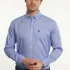 Outlet River Woods Custom fit geruit hemd borstzak blauw/wit -