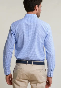 Best River Woods Custom fit geruit hemd borstzak blauw/wit -