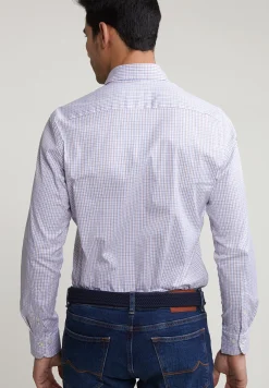 Best River Woods Custom fit geruit hemd bruin/blauw -