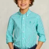 Online River Woods Custom fit geruit hemd groen/wit -