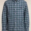 Fashion River Woods Custom fit geruit hemd groen/blauw -