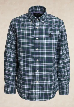 Fashion River Woods Custom fit geruit hemd groen/blauw -