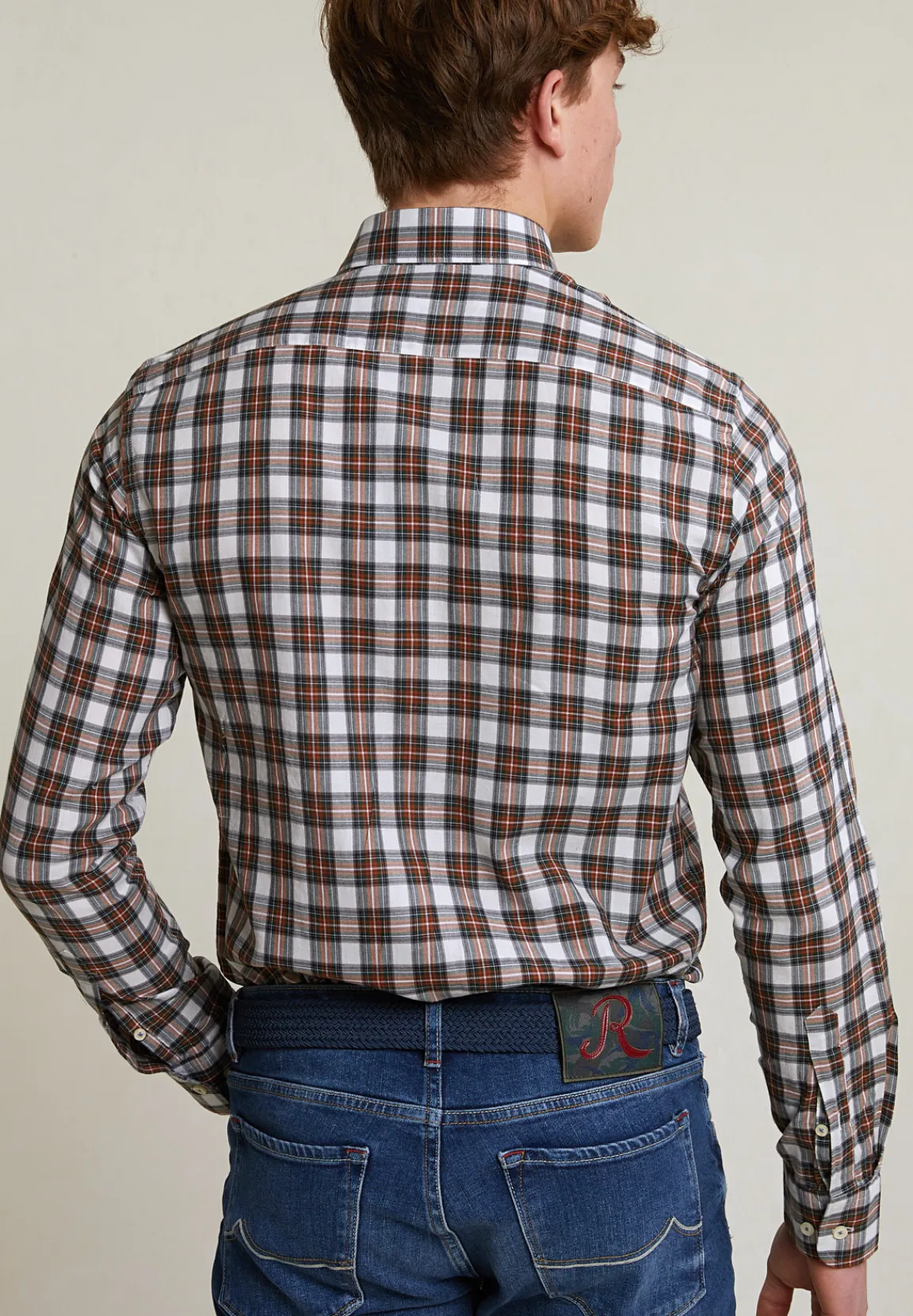 Best River Woods Custom fit geruit hemd groen/beige -