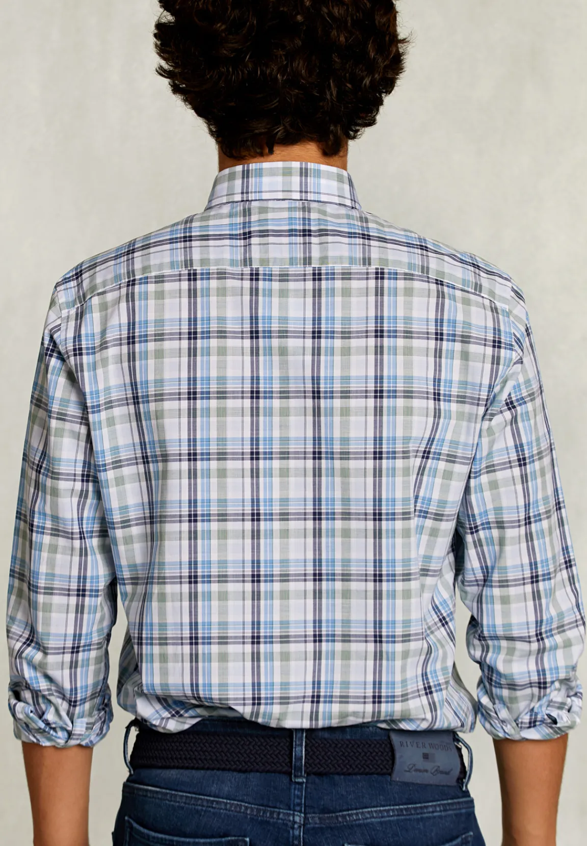 New River Woods Custom fit geruit hemd groen/blauw -