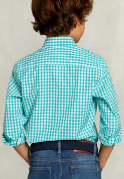 Online River Woods Custom fit geruit hemd groen/wit -