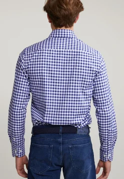 Discount River Woods Custom fit geruit hemd in blauw/wit -