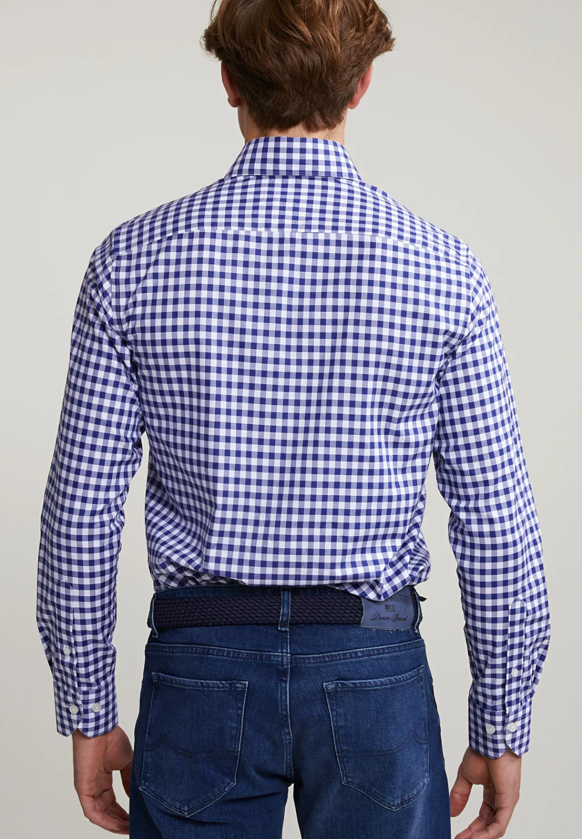 Discount River Woods Custom fit geruit hemd in blauw/wit -