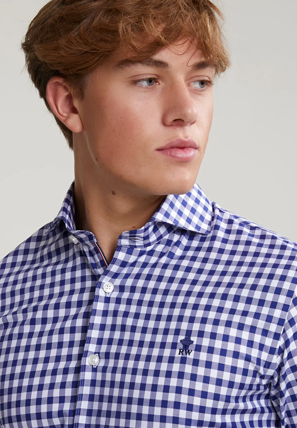 Discount River Woods Custom fit geruit hemd in blauw/wit -