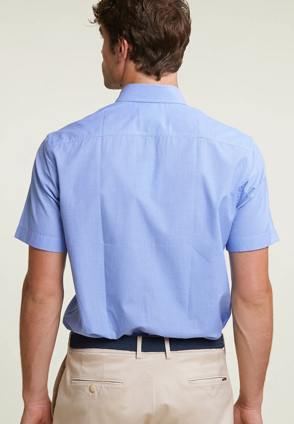 Best River Woods Custom fit geruit hemd korte mouwen blauw/wit -