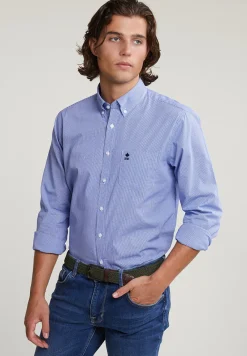 Sale River Woods Custom fit geruit hemd met zak blauw/wit -
