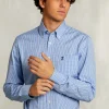 Online River Woods Custom fit geruit hemd met zak blauw/wit -