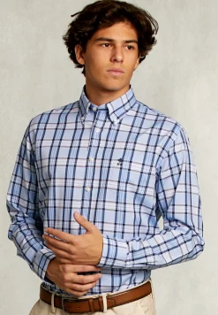 Best River Woods Custom fit geruit hemd met zak blauw/wit -
