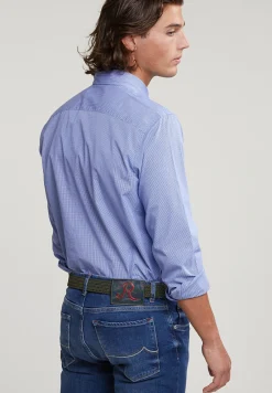 Sale River Woods Custom fit geruit hemd met zak blauw/wit -