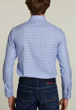 Hot River Woods Custom fit geruit hemd met zak blauw/wit -