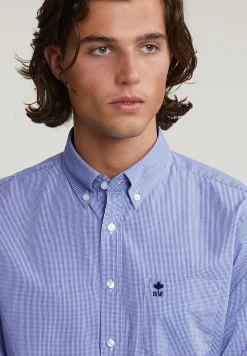 Sale River Woods Custom fit geruit hemd met zak blauw/wit -