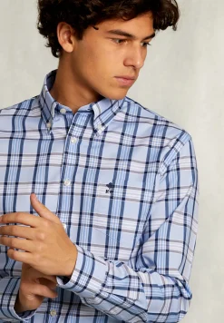 Best River Woods Custom fit geruit hemd met zak blauw/wit -