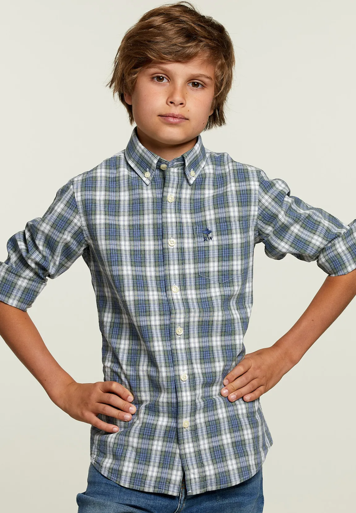 Sale River Woods Custom fit geruit hemd met tzak multi -