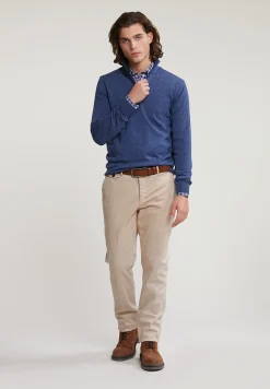 Outlet River Woods Custom fit geruit hemd met zak blauw/oranje -
