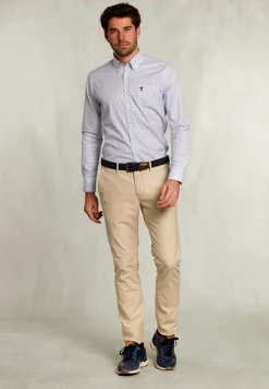 Sale River Woods Custom fit geruit hemd met zak wit/blauw -