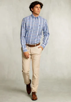 Best River Woods Custom fit geruit hemd met zak blauw/wit -