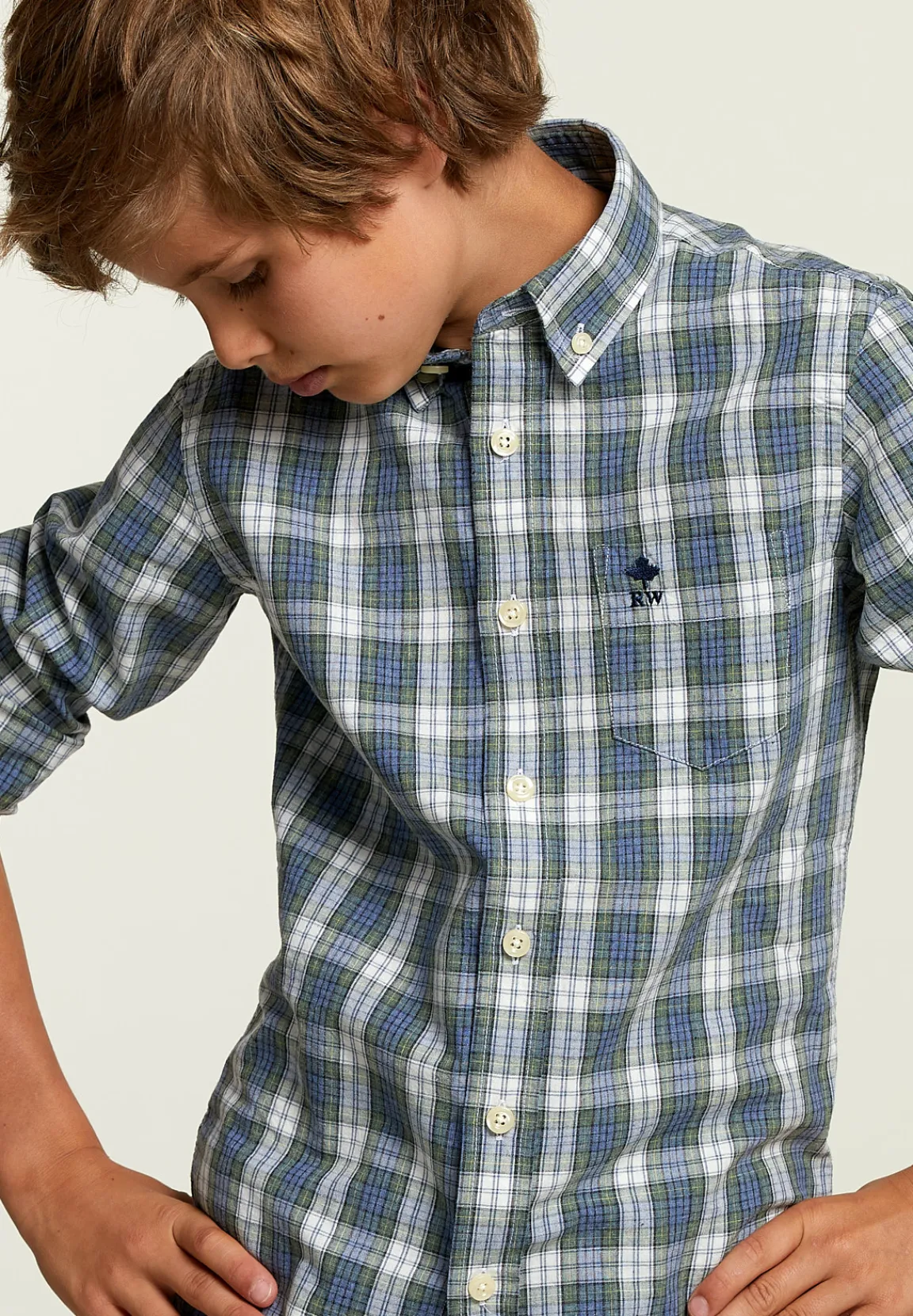 Sale River Woods Custom fit geruit hemd met tzak multi -