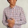 Best River Woods Custom fit geruit hemd oranje/blauw -