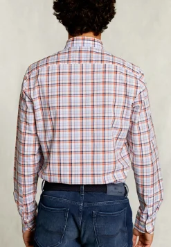 Best River Woods Custom fit geruit hemd oranje/blauw -