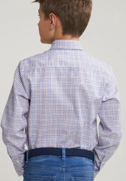 Online River Woods Custom fit geruit hemd oranje/blauw -