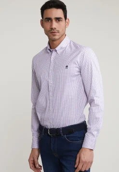 Clearance River Woods Custom fit geruit hemd rood/blauw -