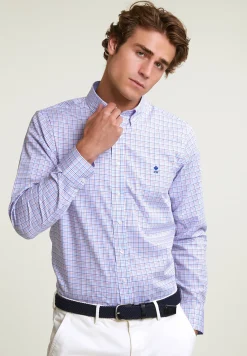 Discount River Woods Custom fit geruit hemd rood/blauw -