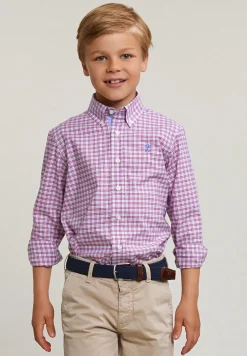 Fashion River Woods Custom fit geruit hemd rood/wit -