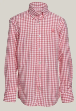 Online River Woods Custom fit geruit hemd roze -