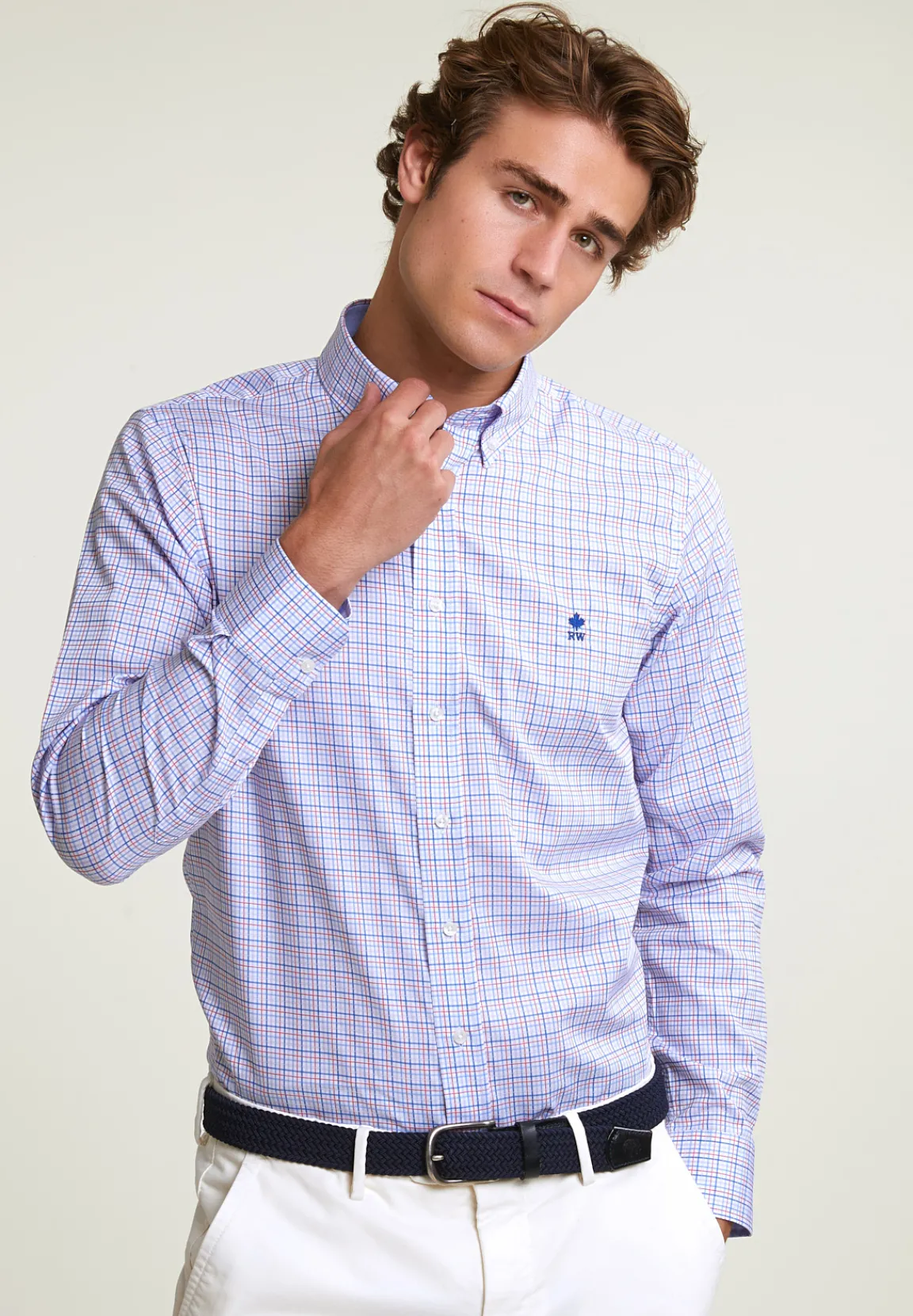 Discount River Woods Custom fit geruit hemd rood/blauw -