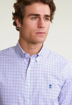 Discount River Woods Custom fit geruit hemd rood/blauw -