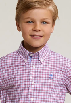Fashion River Woods Custom fit geruit hemd rood/wit -
