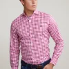 Online River Woods Custom fit geruit hemd wit/rood -